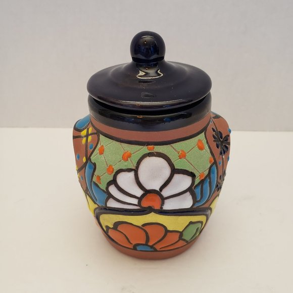 Talavera Mexican Pottery Lidded Jar - Picture 6 of 9